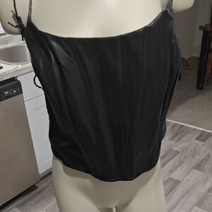 Current Mood Black PU Top With Fake Barbed Wire